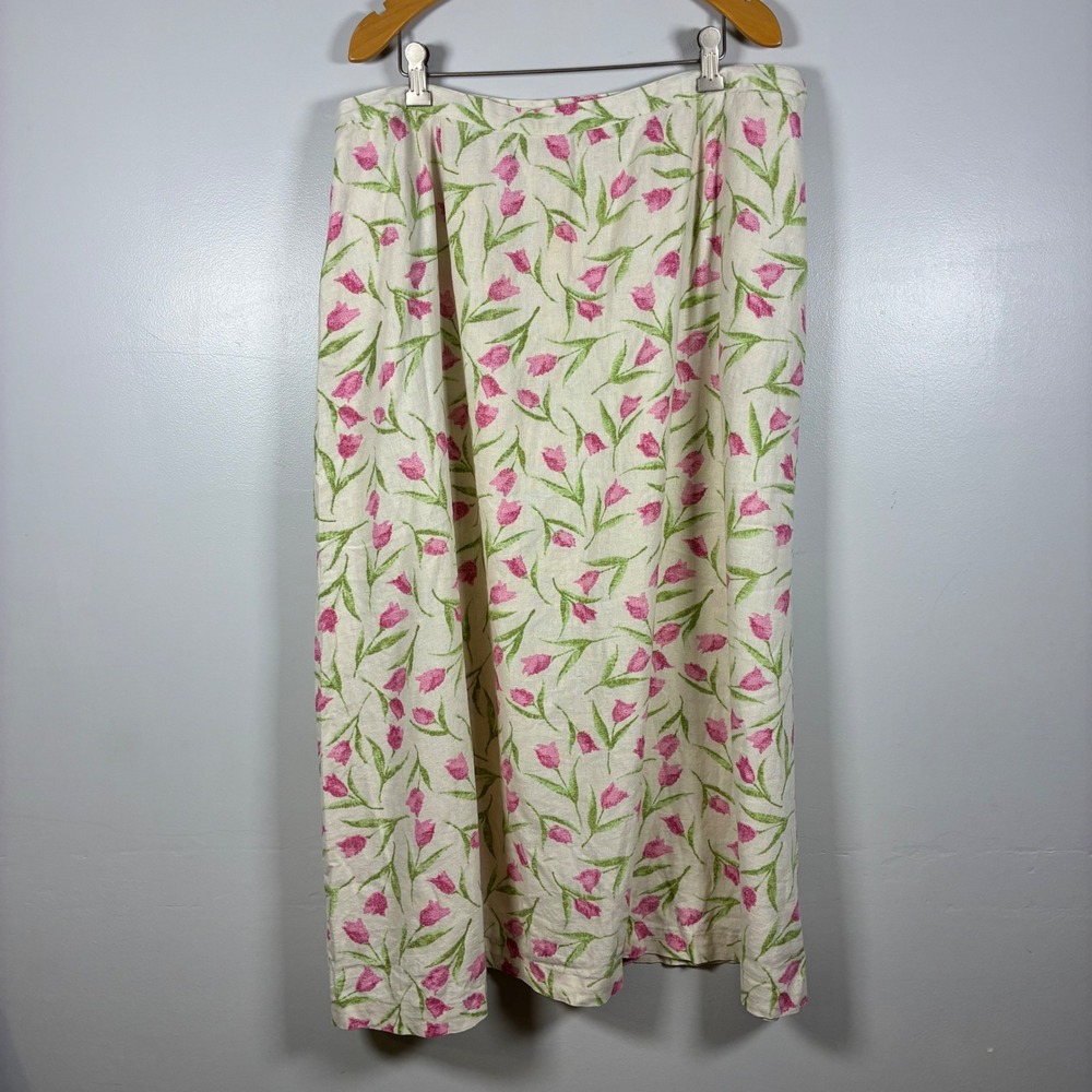 CJ Banks Skirt 20W Tulip Linen Blend Maxi Skirt Boho Cottage Spring Garden Party